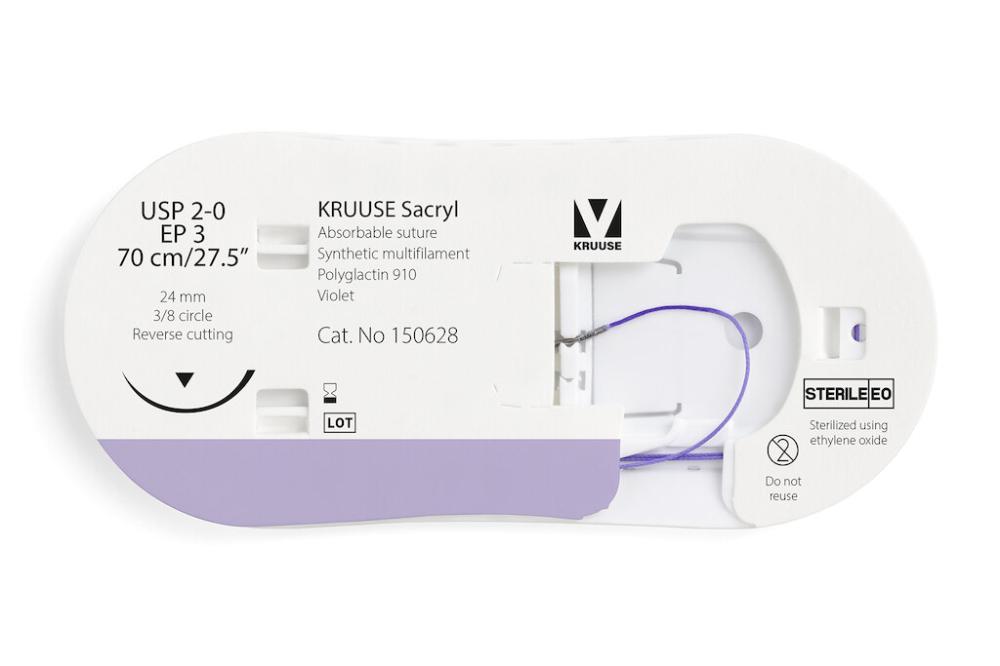 KR Sacryl,USP 2-0,70cm 24 mm 3/8 K, RC, 12 Stk