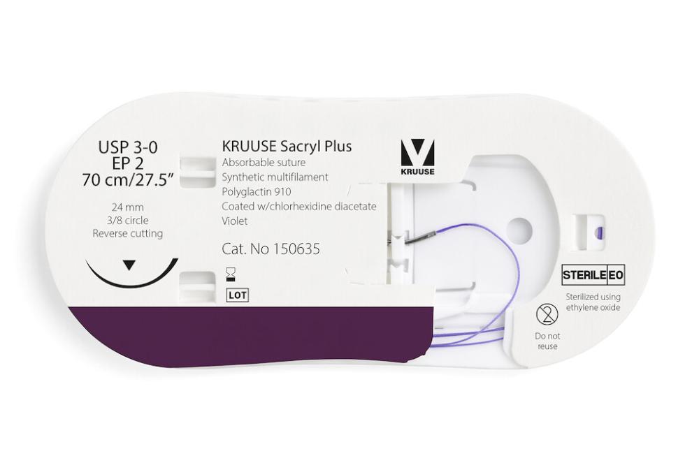 KR Sacryl Plus,USP 3-0,70cm 24 mm 3/8 K, RC, 12 Stk