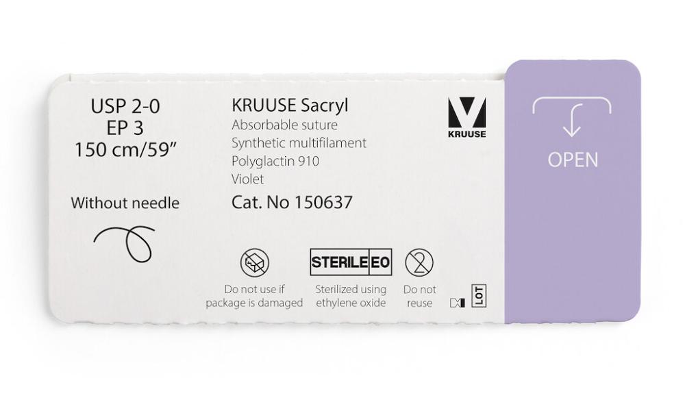 KR Sacryl,USP 2-0,150cm ohne Nadel, 12 Stk