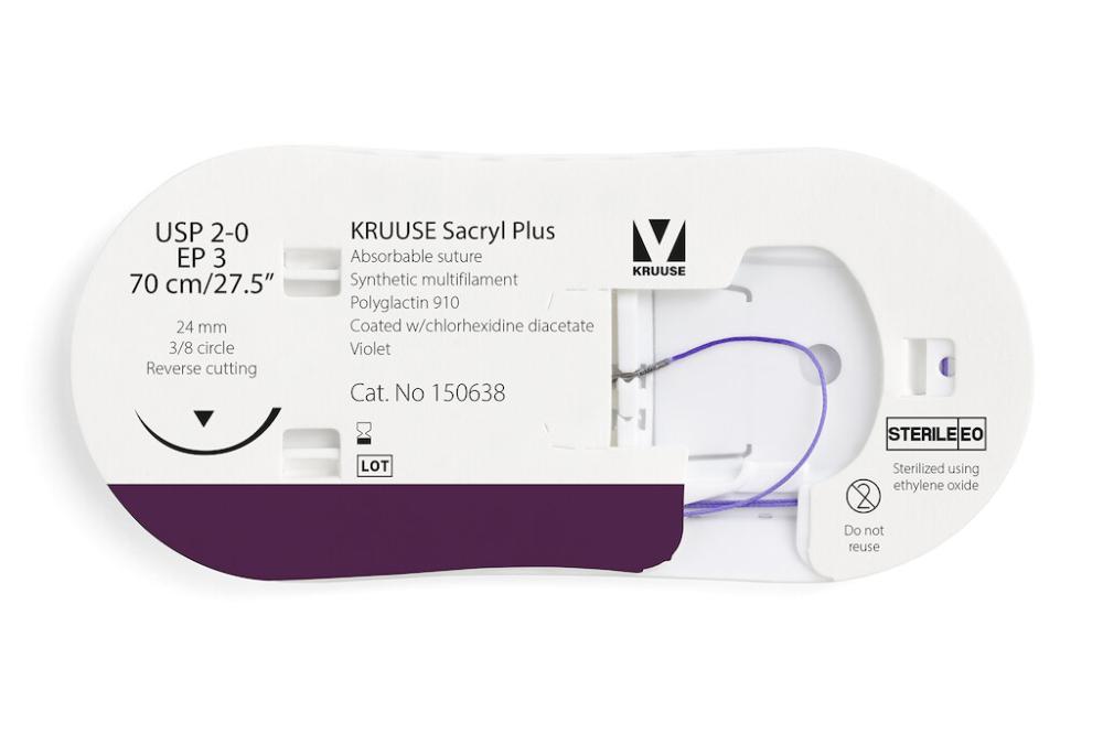 KR Sacryl Plus,USP 2-0,70cm 24 mm 3/8 K, RC, 12 Stk