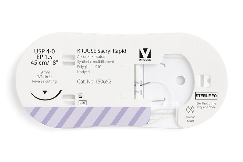 KR Sacryl Rapid,USP 4-0,45cm 19 mm 3/8 K, RC, 12 Stk