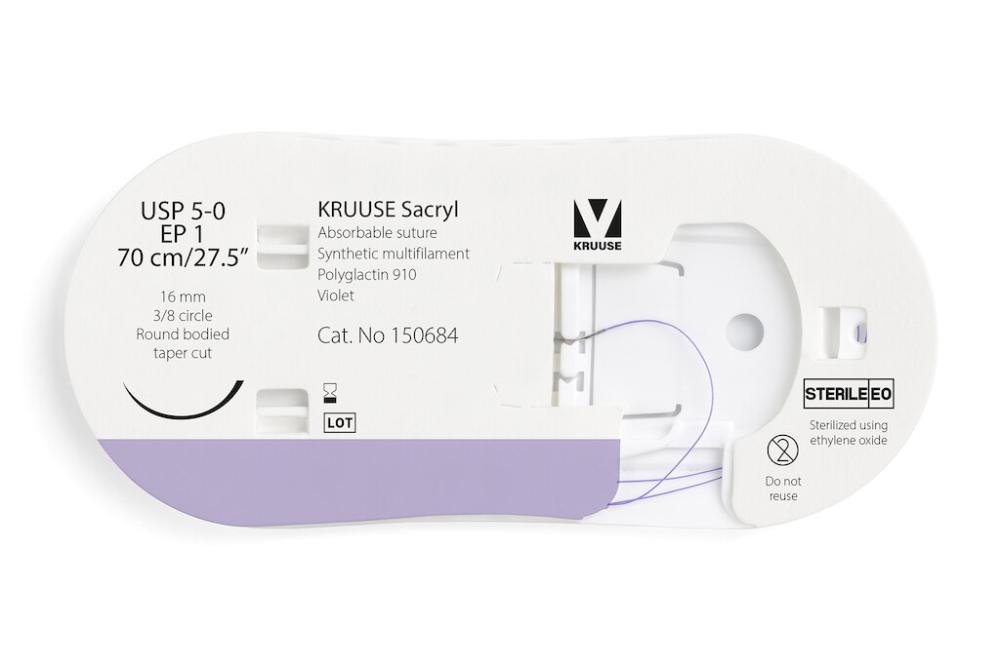 KR Sacryl,USP 5-0,70cm 16 mm 3/8 TC, RK, 12 Stk