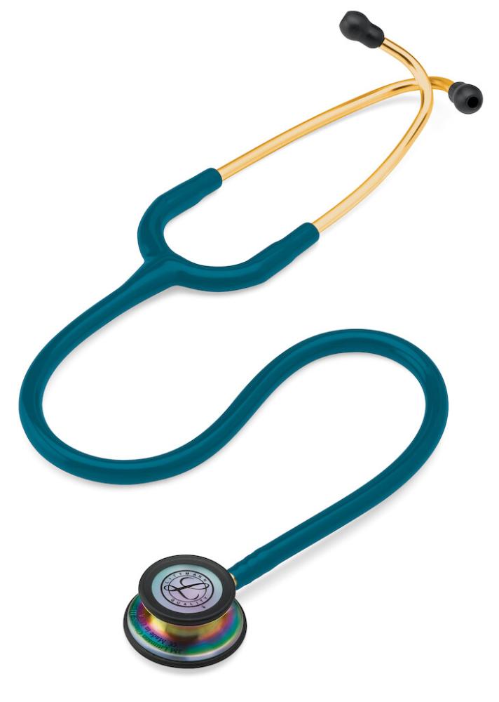 Littmann Classic III, édit. arc-en.ciel bleu caraïbes oreil laiton embout laiton