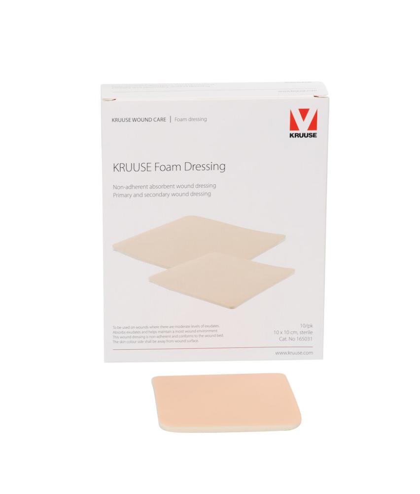 KRUUSE Foam Dressing 10x10cm steril, 10 pces