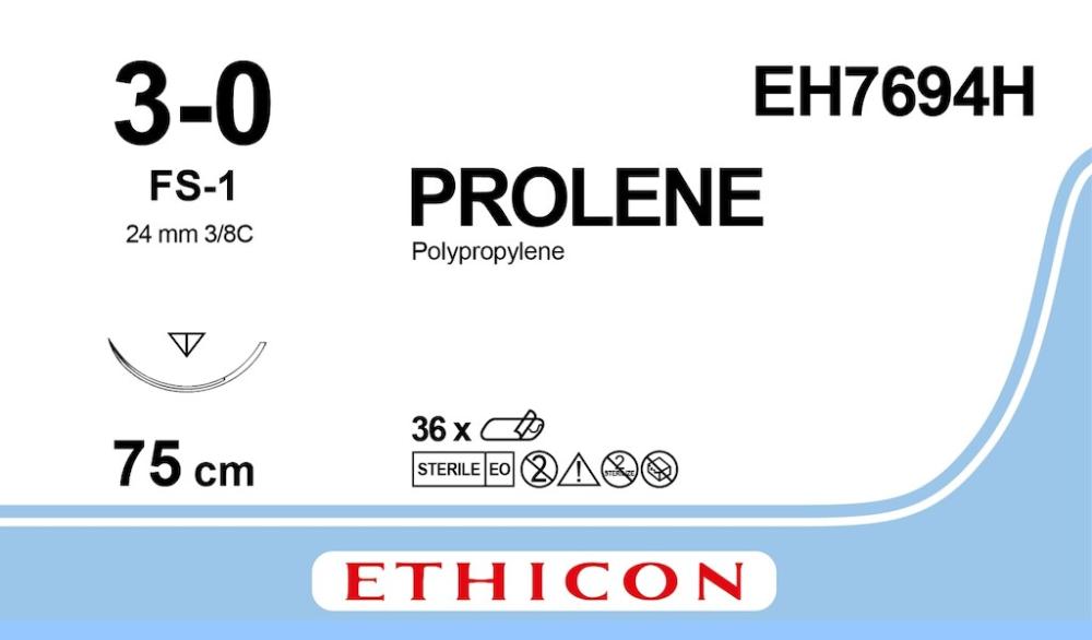 Prolene USP 3-0 No EH 7694 H bleu 75 cm FS-1 1 x 36 pces