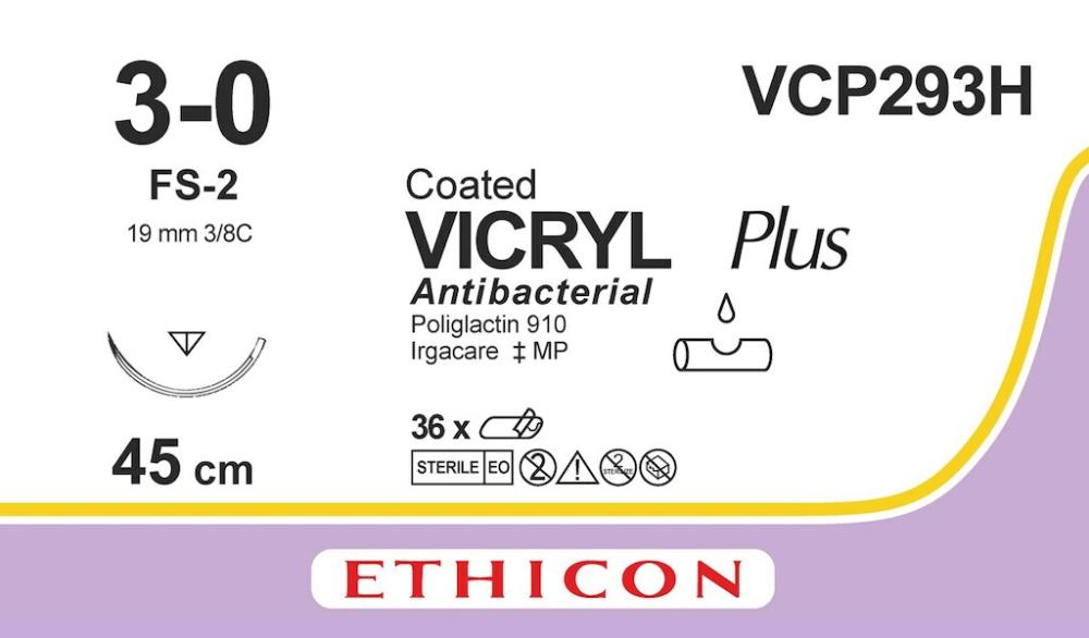 Vicryl plus USP 3-0 VCP 293 H incolore 45 cm FS-2 36 pces