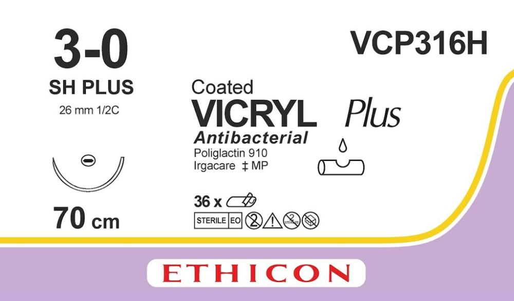 Vicryl plus USP 3-0 VCP 316 H violet 70 cm SH 36 pces Vicryl plus USP 3-0 VCP 316 H violet 70 cm SH 36 pces