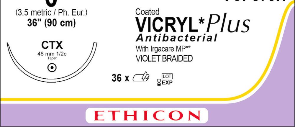 Vicryl plus USP 0 No VCP370H violet 90 cm CTX 36 pces Vicryl plus USP 0 No VCP370H violet 90 cm CTX 36 pces