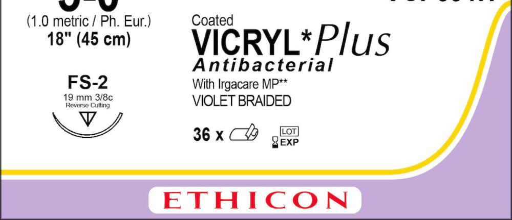 Vicryl plus USP 5-0 VCP 391 H violet 45 cm FS-2 36 pces