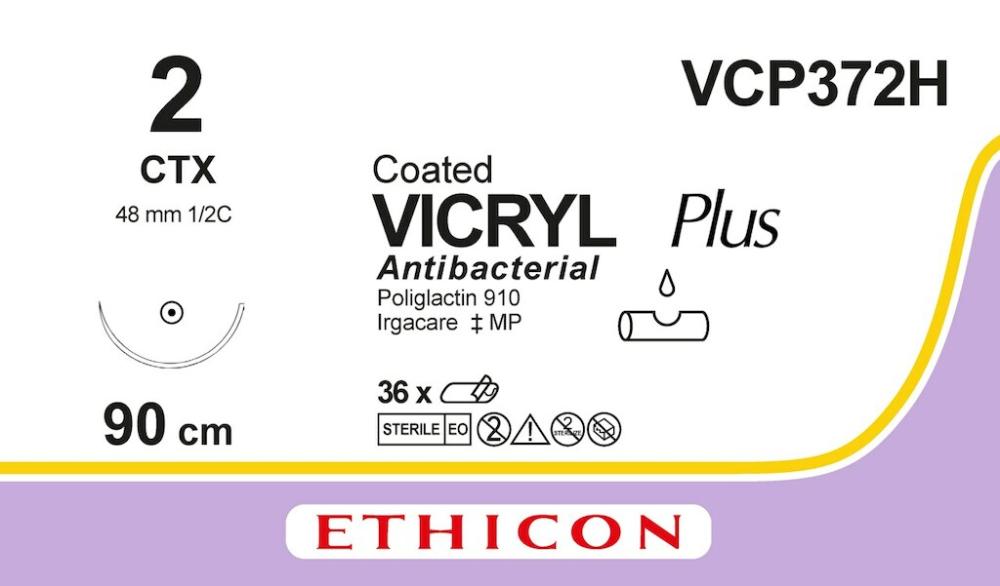 Vicryl plus USP 2 No VCP372H violet 90 cm CTX 36 pces