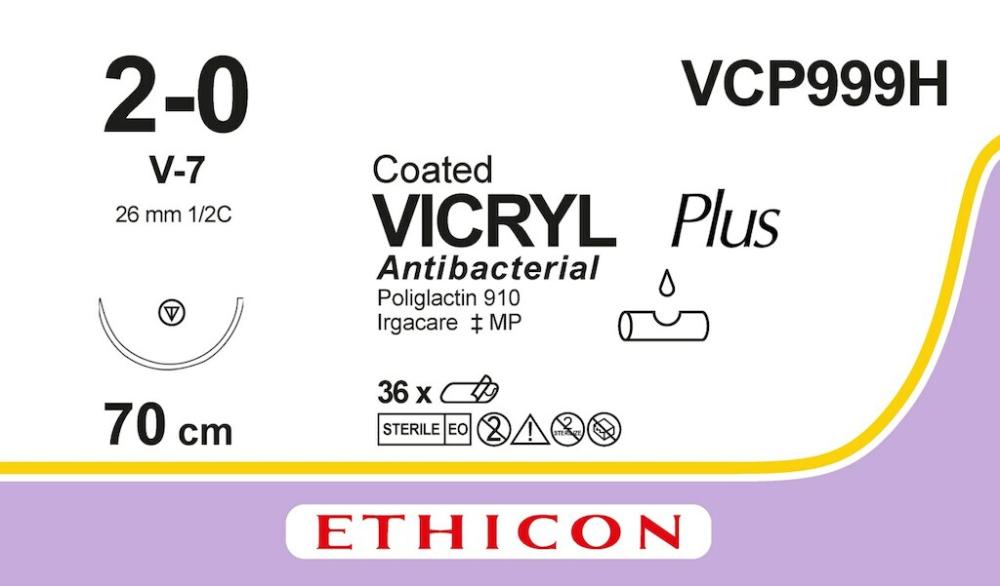Vicryl plus USP 2-0 VCP 999 H violet 70 cm V-7 36 pces Vicryl plus USP 2-0 VCP 999 H violet 70 cm V-7 36 pces