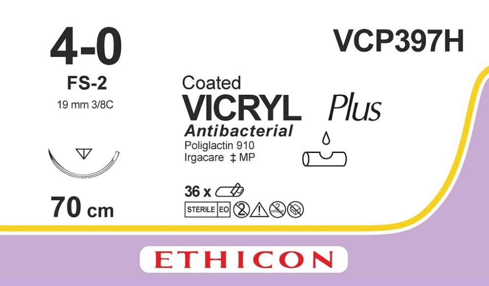 Vicryl plus USP 4-0 VCP 397 H violet 70 cm FS-2 36 pces