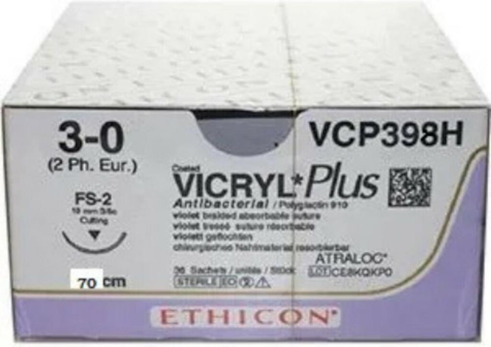 Vicryl plus USP 3-0 VCP 398 H violet 70 cm FS-2 36 pces Vicryl plus USP 3-0 VCP 398 H violet 70 cm FS-2 36 pces
